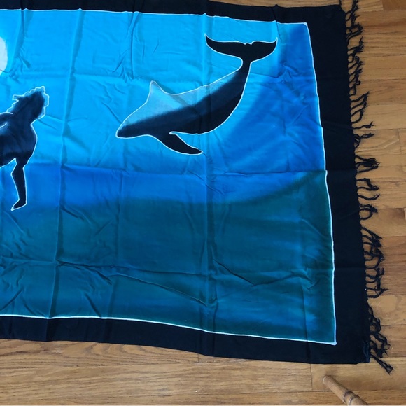 Extra Large Beautiful Blue Sarong featuring a diver and a whale from Australia. - Picture 5 of 9